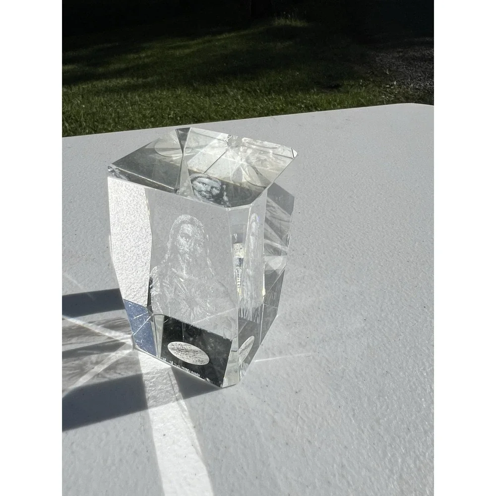 3D Laser Etched Crystal Glass Paperweight 3